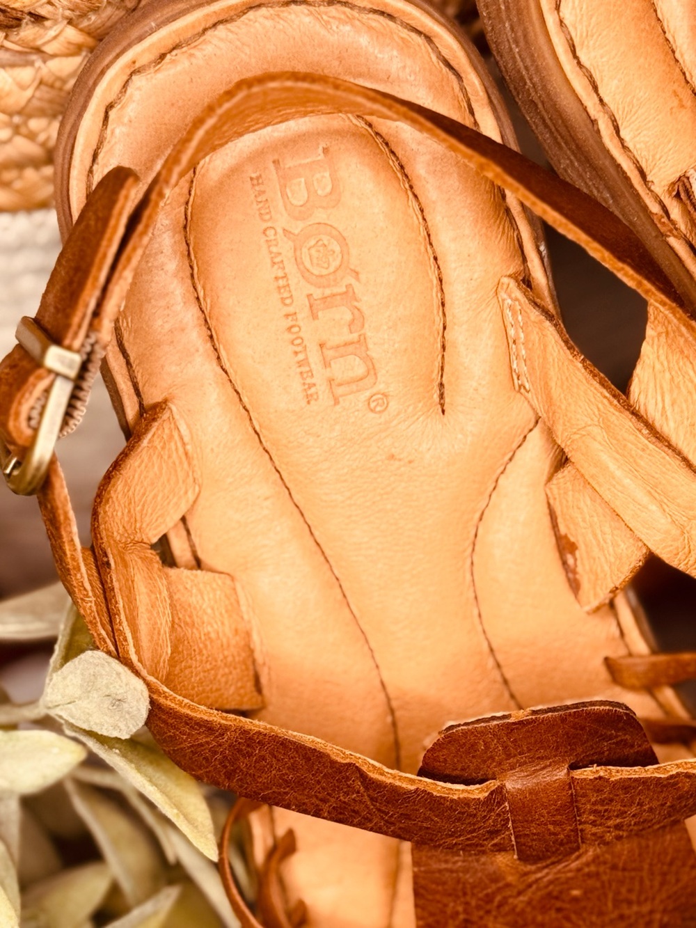 Born Brown Woven Leather Huarache Sandals - Picture 4 of 4
